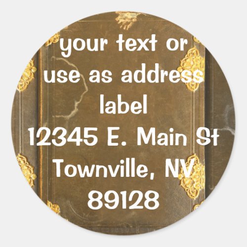 Gold  Old Book Cover Classic Round Sticker
