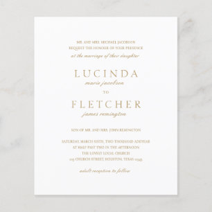 Gold Old Money Elegant Budget Wedding Invitation Flyer