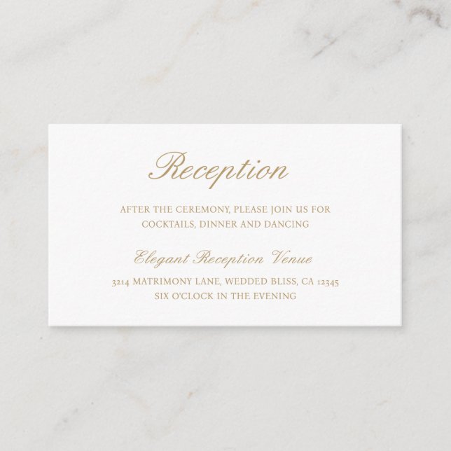 Gold Old Money Elegant Wedding Enclosure Card (Front)