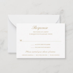 Gold Old Money Elegant Wedding Mini RSVP Card