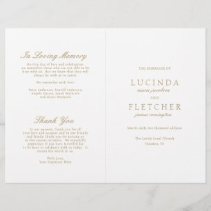Gold Old Money Elegant Wedding Program