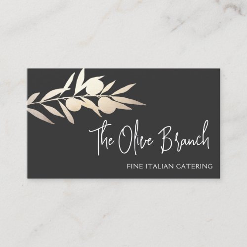 Gold Olive Branch Italian or Greek Catering Chef Business Card