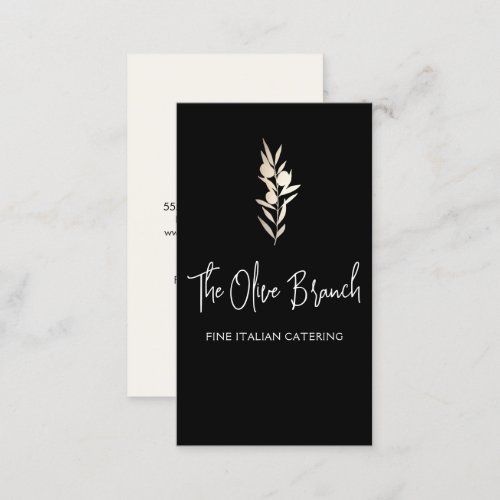 Gold Olive Branch Italian or Greek Catering Chef   Business Card