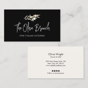 Gold Olive Branch Italian or Greek Catering Chef Business Card