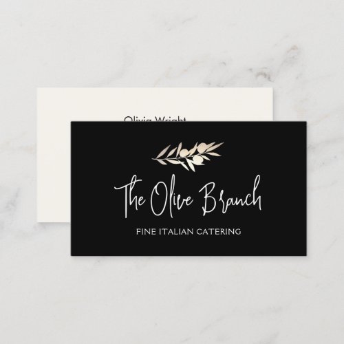 Gold Olive Branch Italian or Greek Catering Chef   Business Card