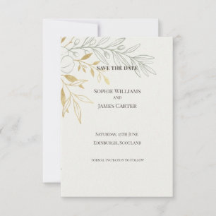 Gold Olive Branch Save the Date Card