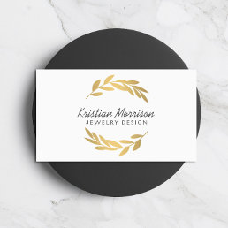 Gold Olive Branch Wreath Logo Business Card