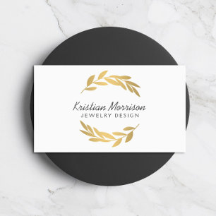 Gold Olive Branch Wreath Logo Business Card