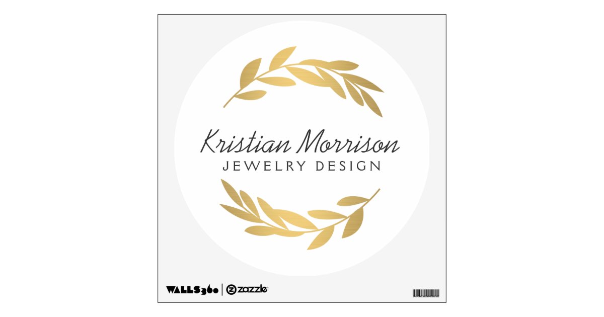 Gold Olive Branch Wreath Logo Wall Decal | Zazzle