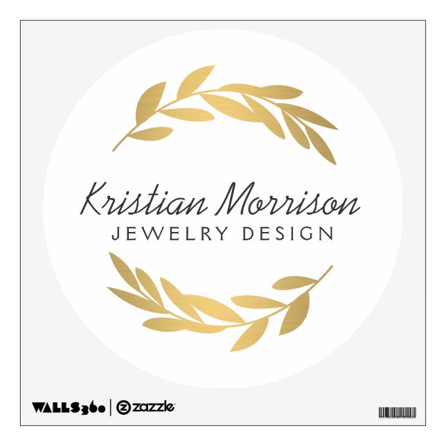 Gold Olive Branch Wreath Logo Wall Decal (Front)
