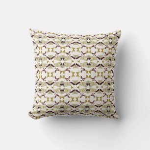 Gold Olive Burgundy Beige on White SmallTiles Throw Pillow