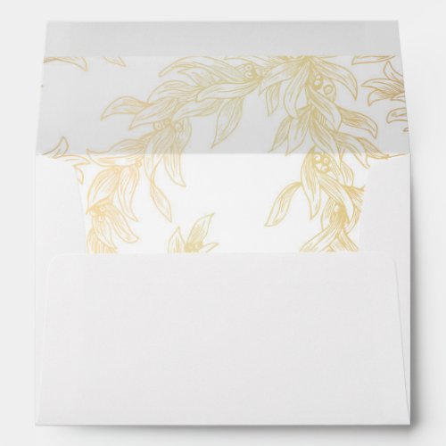 Gold Olive Leaves Vintage Wedding Envelope - Gold leaves elegant wedding envelopes for invitations