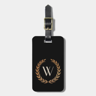 Gold Olive Wreath Monogrammed Luggage Tag