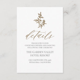 Gold Olives Enclosure Details Info Card Reception