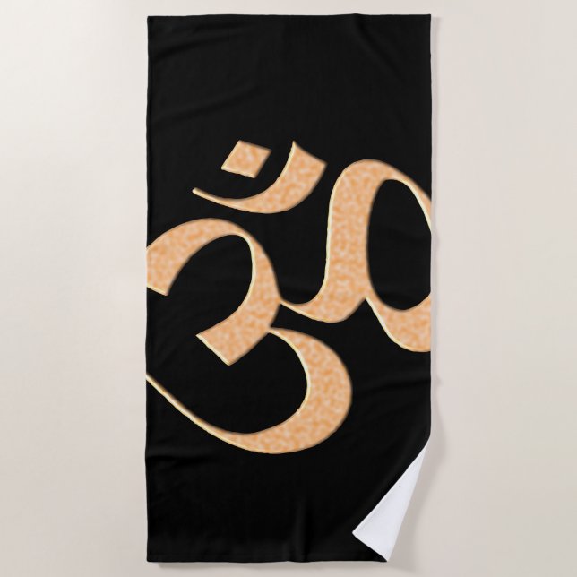 Gold Om  Beach Towel (Front)
