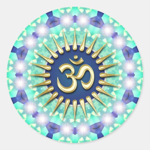 Gold Om Green Blue Mandala Meditation Yoga Sticker