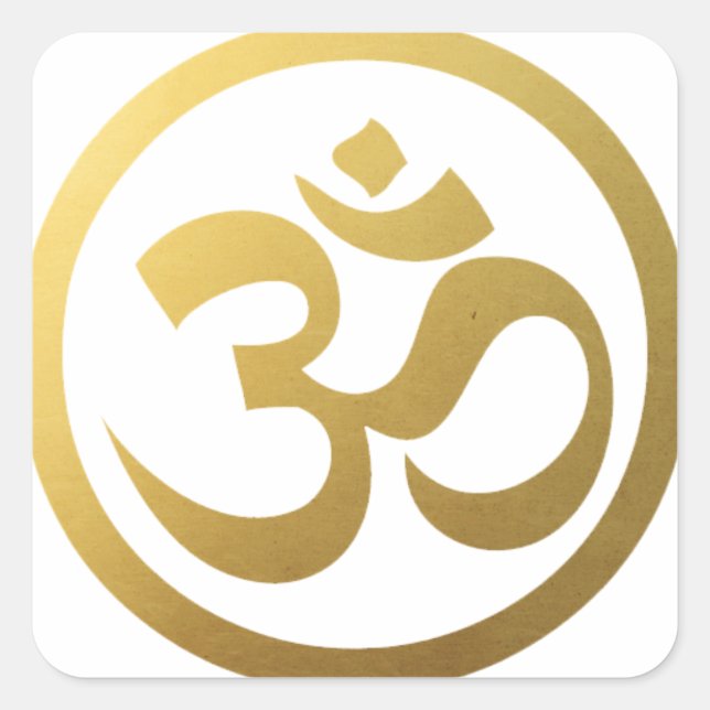 gold om square sticker (Front)