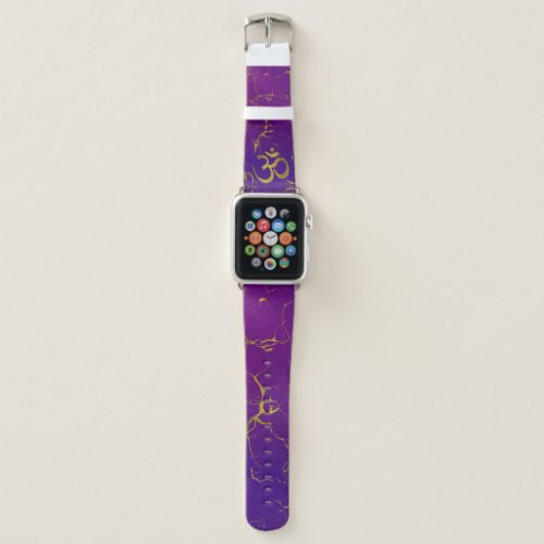Gold OM symbol _ Aum Omkara  on PurpleIndigo Apple Watch Band