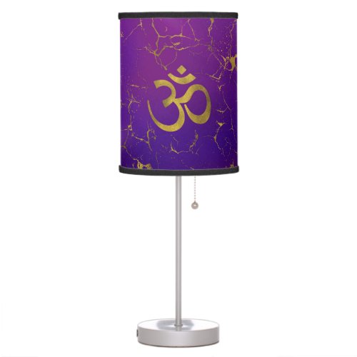 Gold OM symbol _ Aum Omkara  on PurpleIndigo Table Lamp