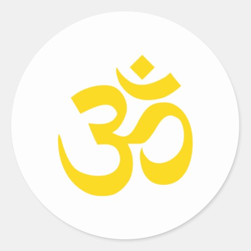 Gold Om Symbol Classic Round Sticker