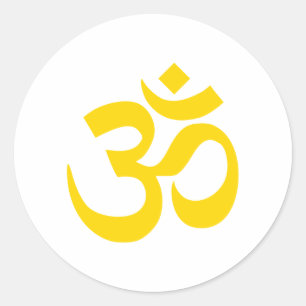 Gold Om Symbol Classic Round Sticker
