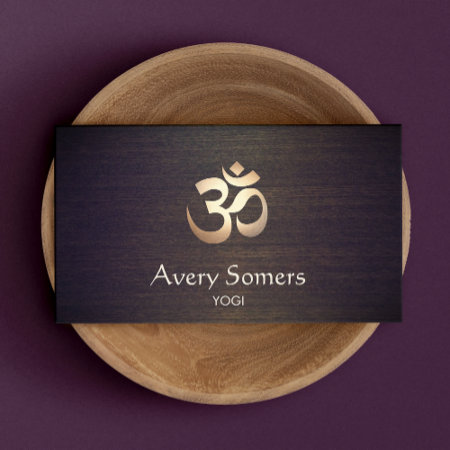 Gold Om Symbol Yoga And Meditation Wood Look Business Card