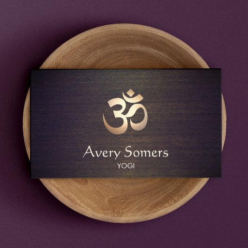 Customizable Om Symbol Yoga and Meditation Wood Look Business Card Templates