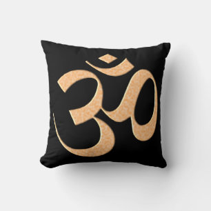 Gold Om  Throw Pillow