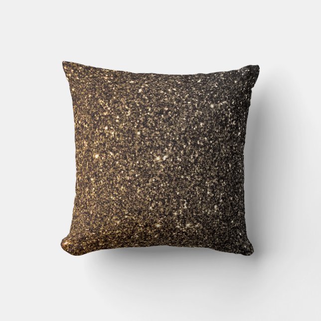 Gold Ombre Faux Glitter Throw Pillow (Front)