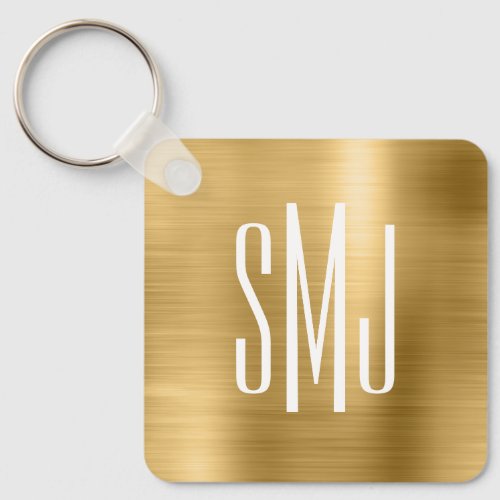 Gold Ombre Foil Three Letter Monogram Keychain