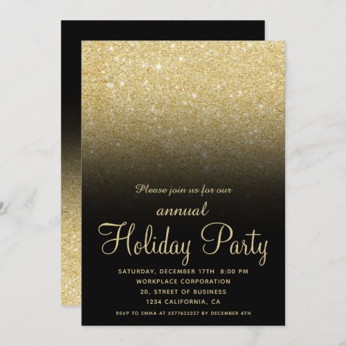 Gold ombre glitter Christmas business corporate Invitation