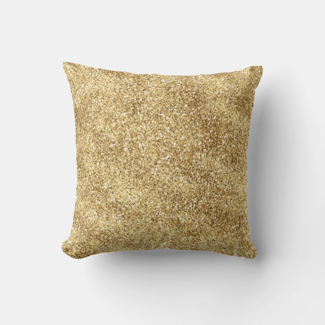 Gold Ombre Glitter   Throw Pillow (Front)