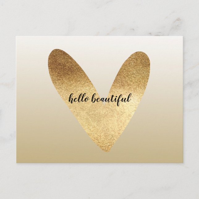 Gold Ombre Heart Postcard (Front)