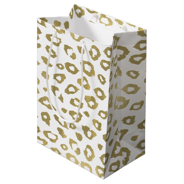 Gold Ombre Leopard Print Medium Gift Bag (Front Angled)