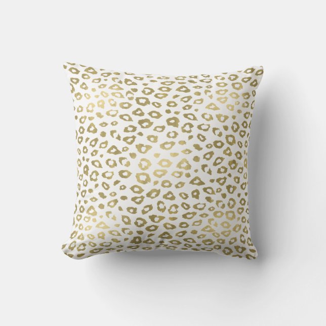 Gold Ombre Leopard Print Throw Pillow (Front)