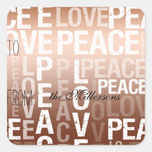 Gold Ombre Love Peace Gift Tag