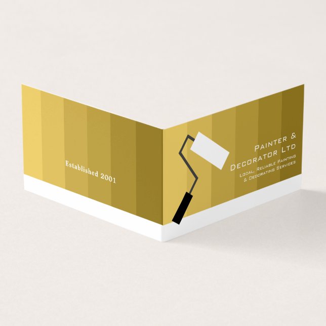 Gold Ombre & Paint Roller, Painter & Decorator Business Card (Outside)