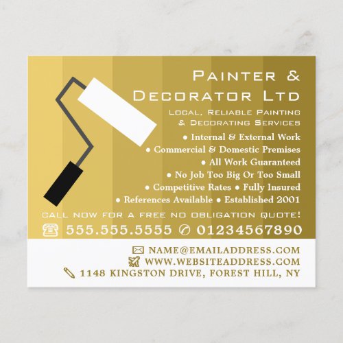 Gold Ombre  Paint Roller Painter  Decorator Flyer