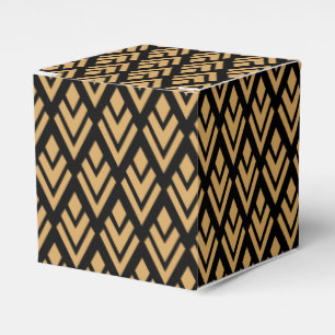 Gold on Black Art Deco Geometric Pattern Favor Boxes