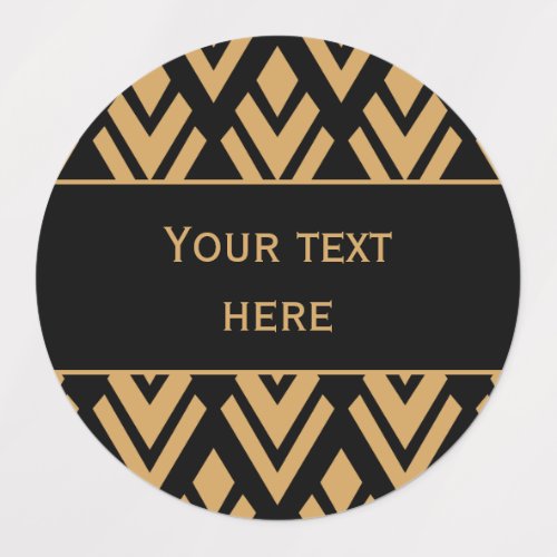 Gold on Black Art Deco Geometric Pattern Labels