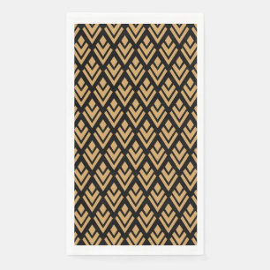Gold on Black Art Deco Geometric Pattern Paper Guest Towels