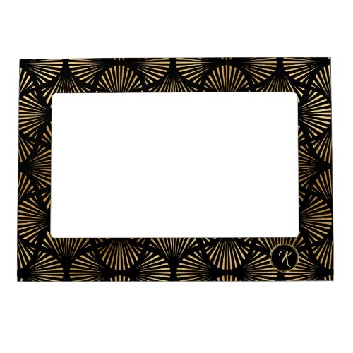 Gold On Black Classic Art Deco Monogram Magnetic Frame