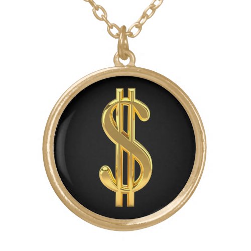Gold On Black Dollar Sign Necklace