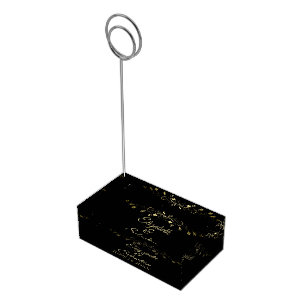 Gold on Black Elegant Wedding Table Place Card Holder