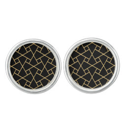 Gold on Black Islamic Custom Round Cufflinks