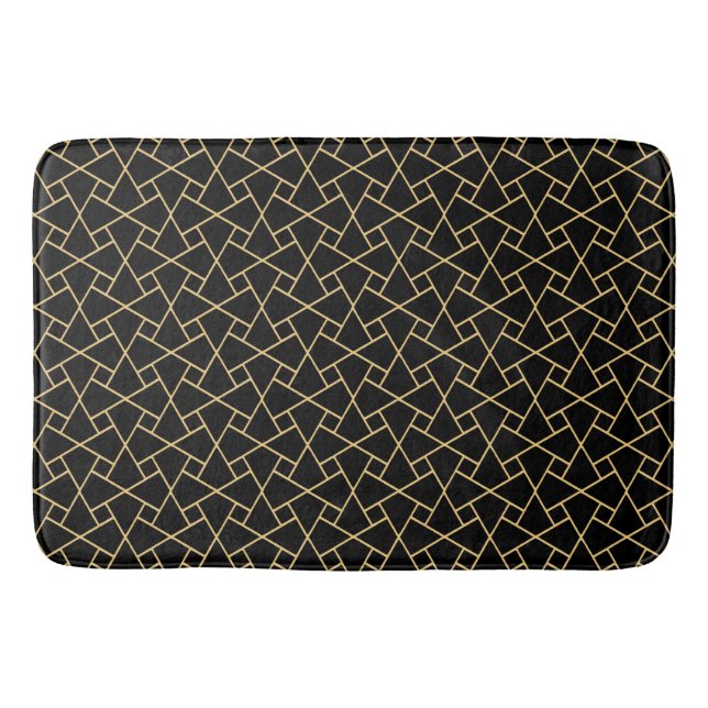 Gold on Black Islamic Pattern Custom Bath Mat (Front)