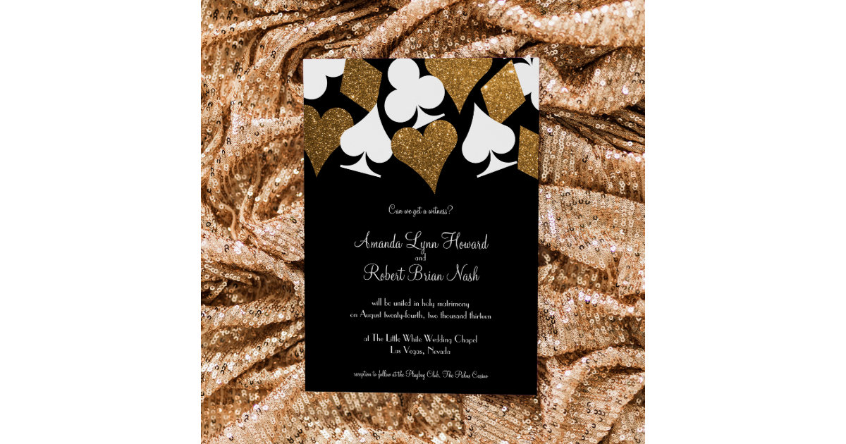 Destiny Las Vegas Casino Party Faux Gold Glitter Invitation, Zazzle