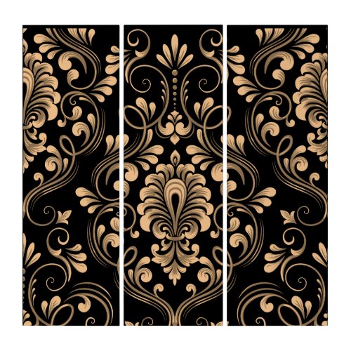 Gold on Black Pattern  Triptych