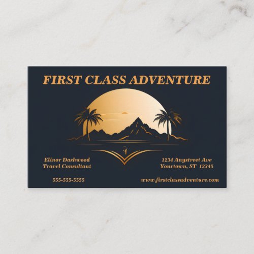 Gold on Black Sun Mountain Trees Travel Agency Business Card