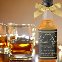 Gold on Black Wedding Mini Liquor Bottle Thank You